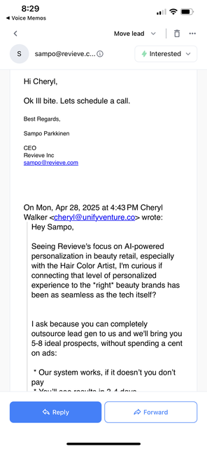 Reply from a buyer showing real intent